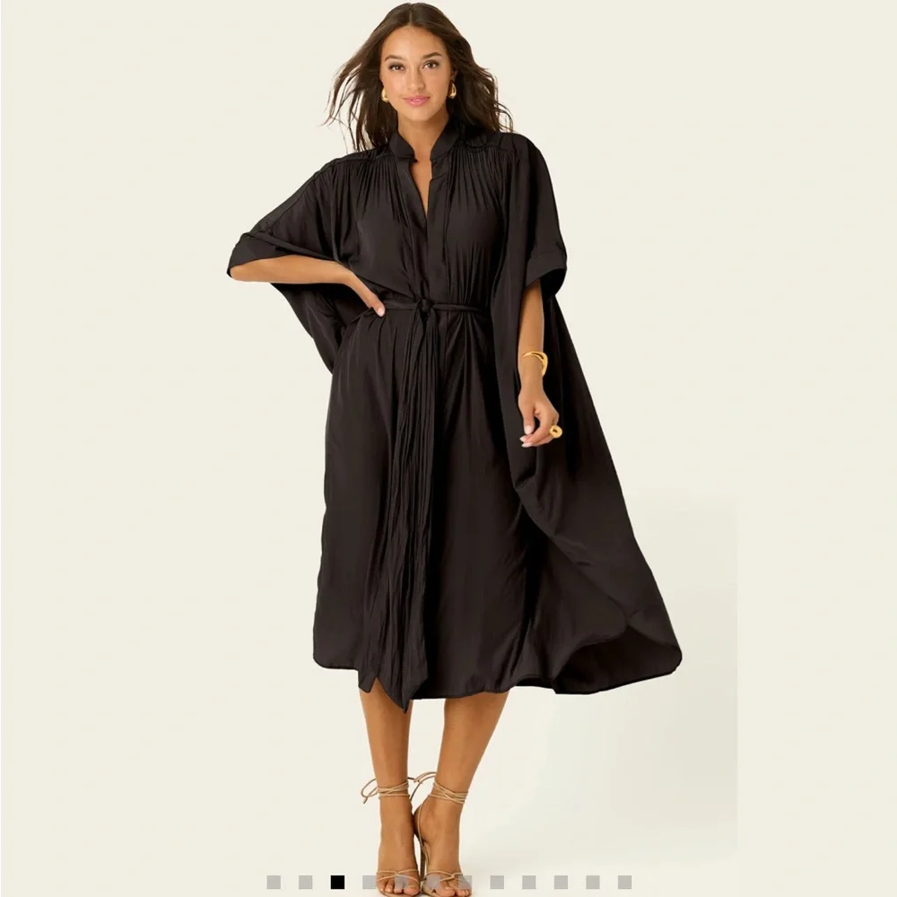 Ever By X The One Dress Project Multiwear Shirt Midi Belted Black Resort Flowy - Picture 5 of 15